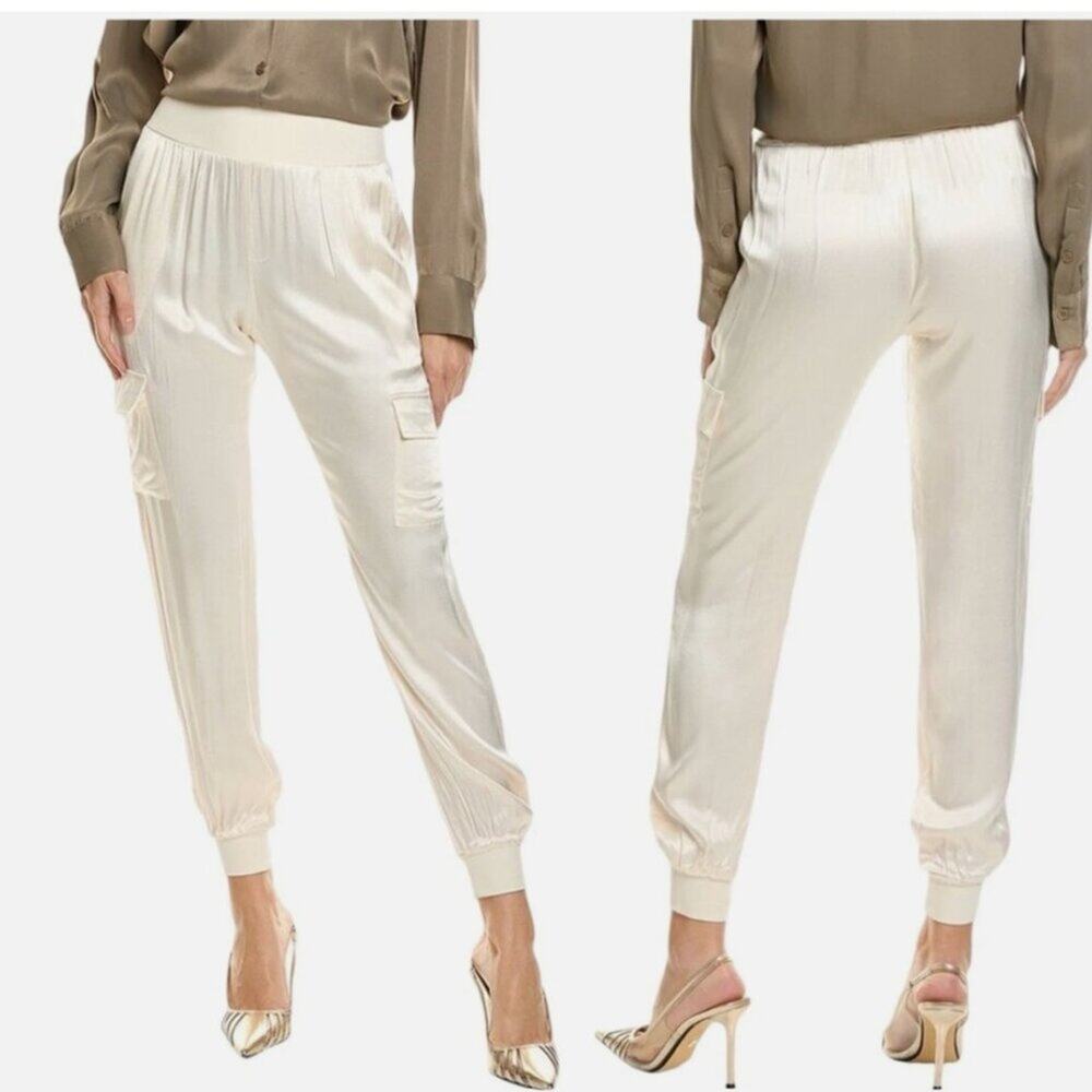 NWT Fate Cream Satin Cargo Jogger Size Large